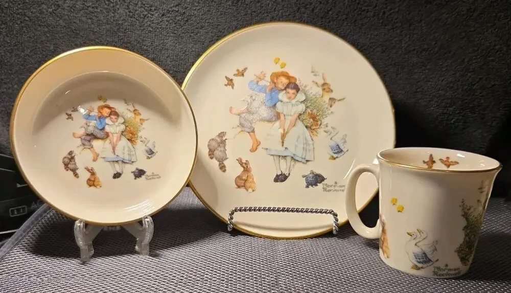 Norman Rockwell 3pc Child China Set 